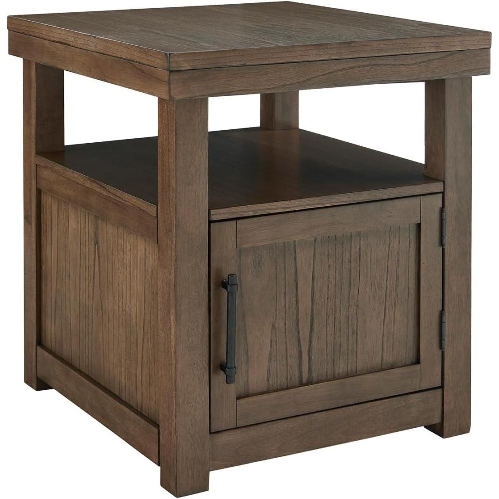 imageSignature Design by Ashley Boardernest Casual End Table with 1 Open Shelf and 1 Cabinet Dark Brown
