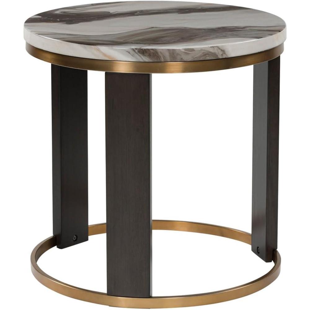 imageSignature Design by Ashley Breckington Contemporary End Table with Lower Shelf Dark BrownBrownBrass Finish