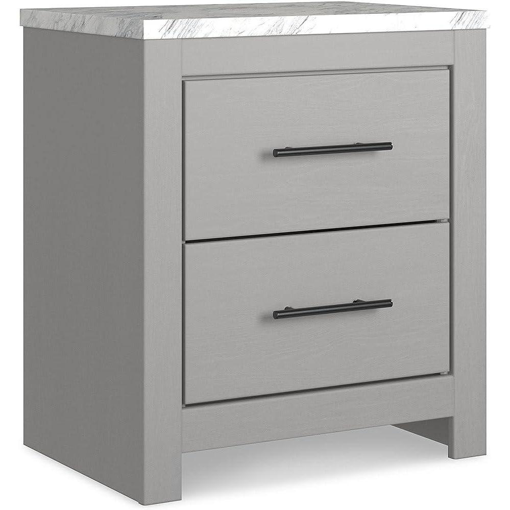 imageSignature Design by Ashley Bronyan Rustic 2 Drawer Nightstand 2Tone Look Light Gray and Dark Gray Large Scale Handles Fully Finished Drawer Interiors 2472quot Tall GrayGrey