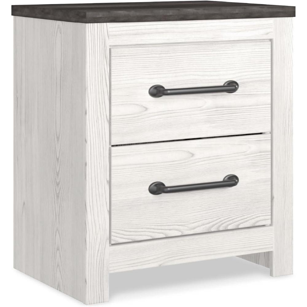 imageSignature Design by Ashley Bronyan Rustic 2 Drawer Nightstand 2Tone Look Light Gray and Dark Gray Large Scale Handles Fully Finished Drawer Interiors 2472quot Tall GrayTwo Tone White
