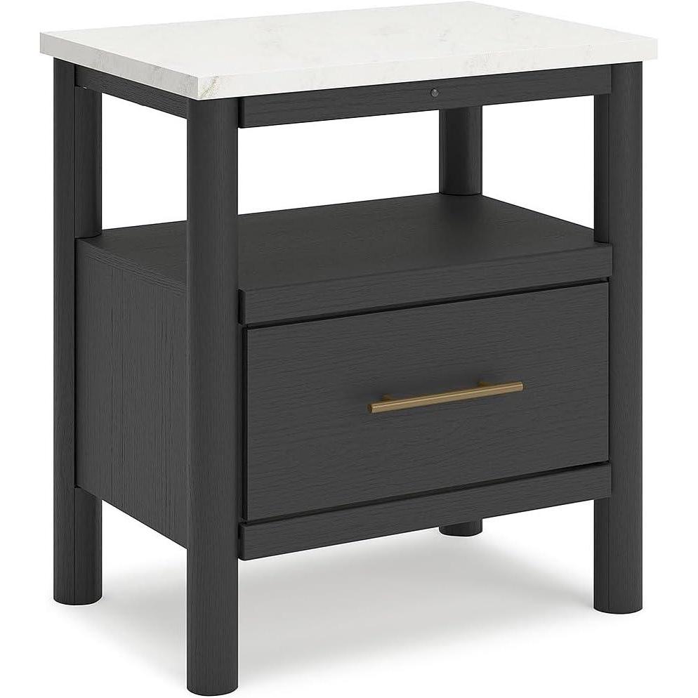 imageSignature Design by Ashley Cadmori Bohemian 1Drawer Nightstand with 1 Shelf Ambient Lighting USB and Qi Wireless Charging Options 2657quot Tall Black ampamp WhiteBlack  White