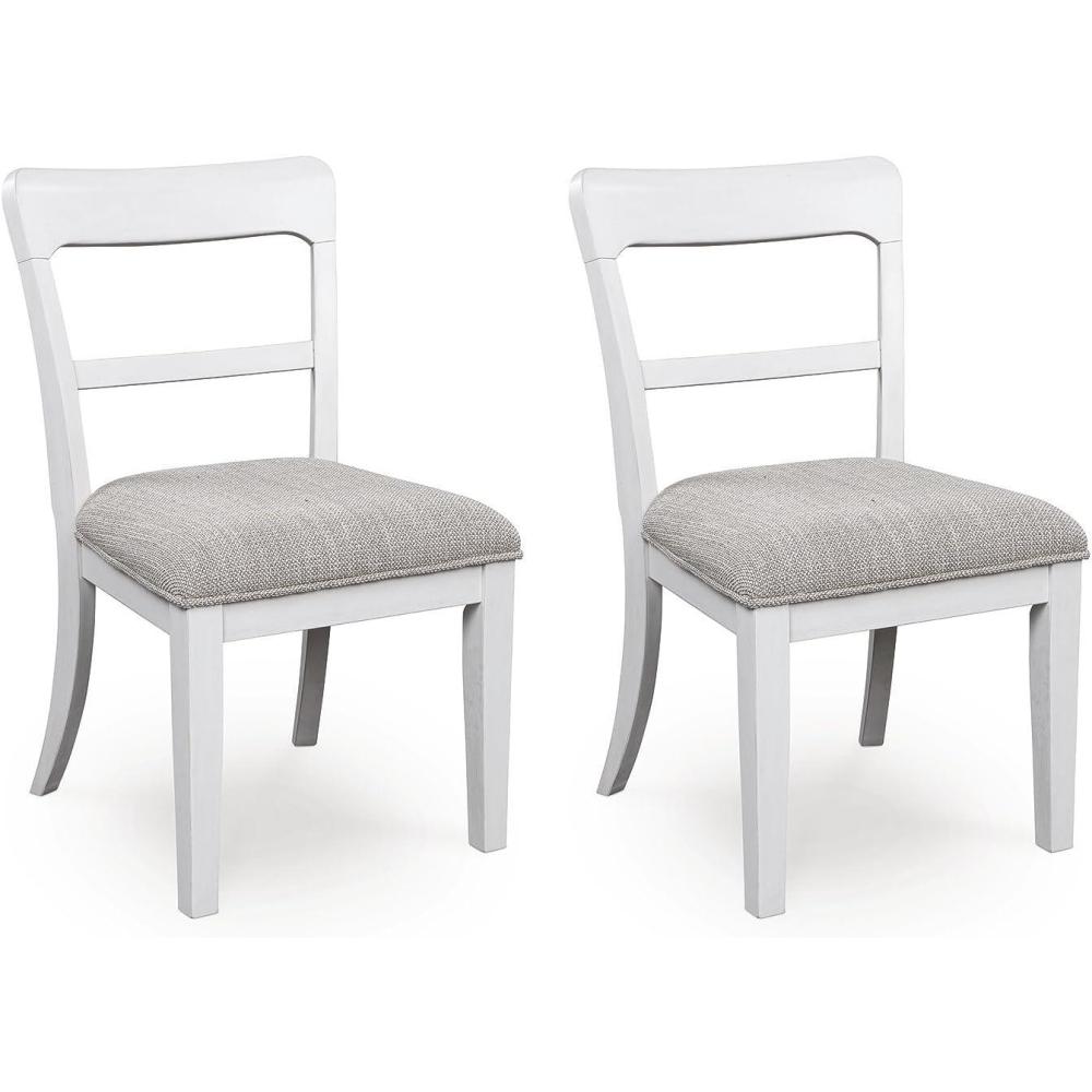 imageSignature Design by Ashley Chadworth Transitional Upholstered Dining Chair with Saber Leg and Adjustable Leveler Set of 2 BlackWhite