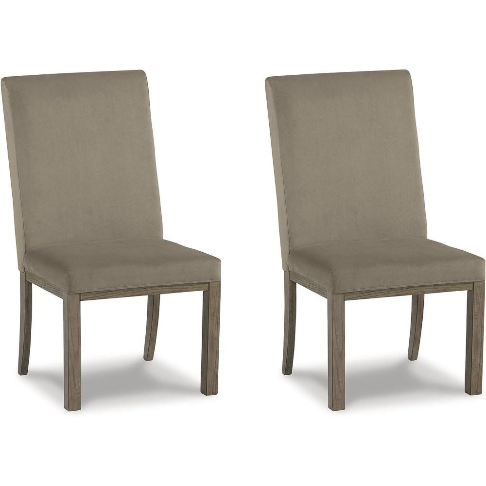 imageSignature Design by Ashley Chrestner Contemporary Upholstered Dining Chair 2 Count Gray ampamp BrownGray  Brown