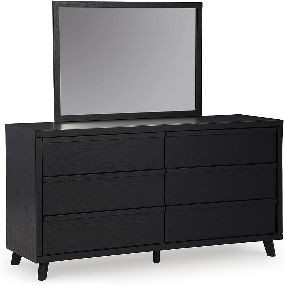 imageSignature Design by Ashley Cielden Coastal 6Drawer Dresser BronzeTone Knobs Safety Stop Textured Cane Details 6201quot W x 1965quot D x 3567quot H Light BrownBlack