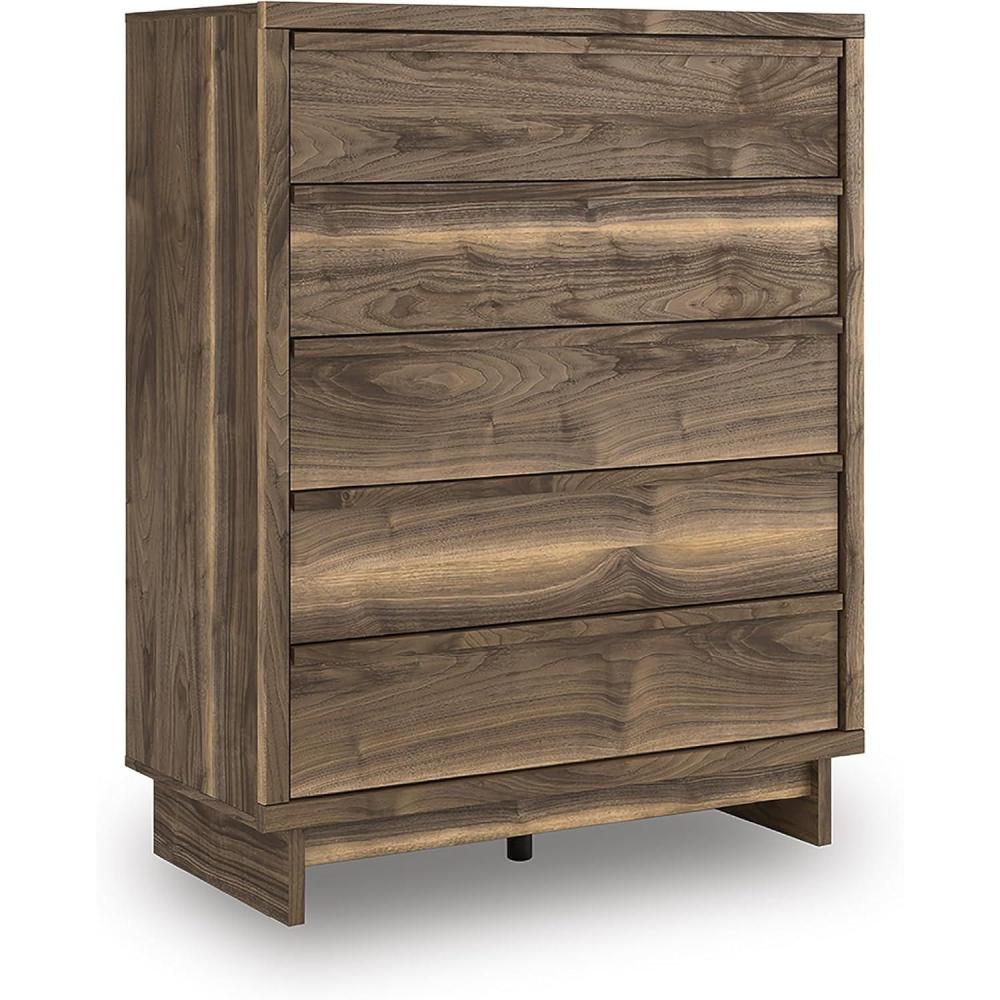 imageSignature Design by Ashley Cielden Coastal 6Drawer Dresser BronzeTone Knobs Safety Stop Textured Cane Details 6201quot W x 1965quot D x 3567quot H Light BrownRustic Brown