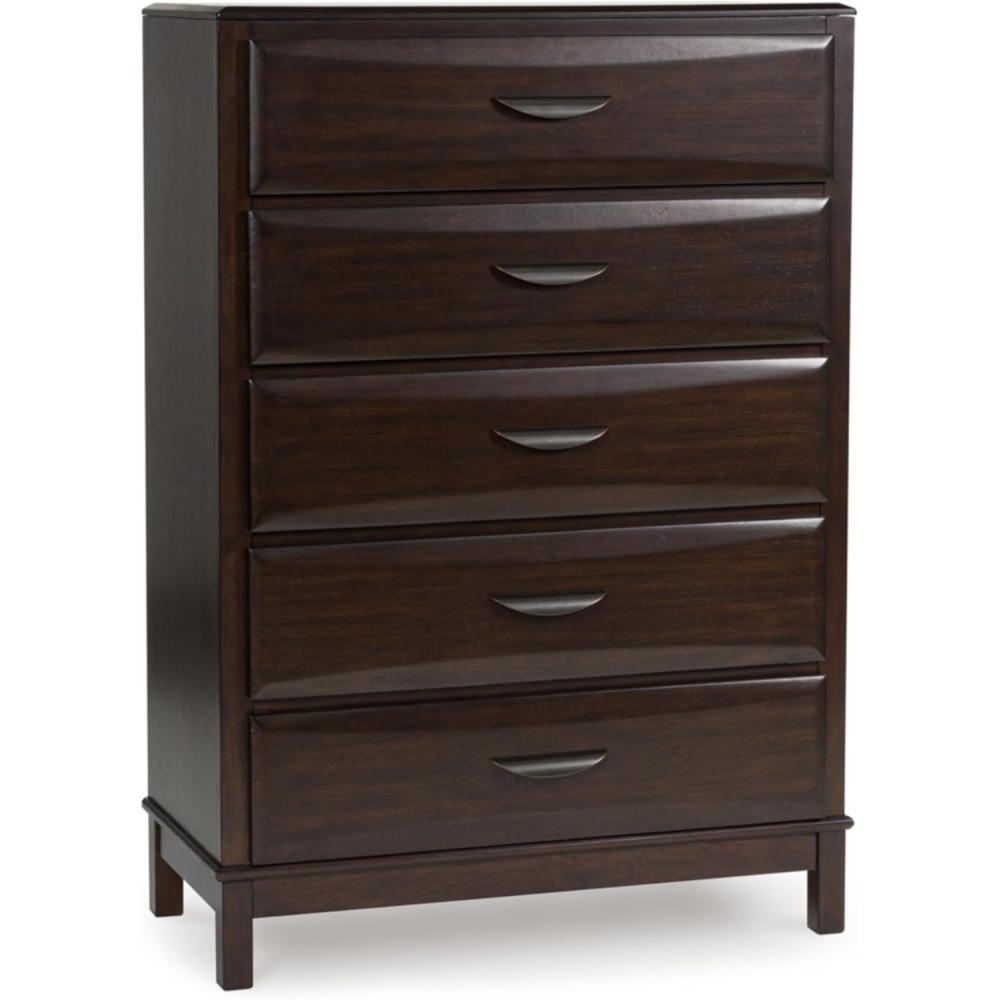imageSignature Design by Ashley Cielden Coastal 6Drawer Dresser BronzeTone Knobs Safety Stop Textured Cane Details 6201quot W x 1965quot D x 3567quot H Light BrownDark Brown