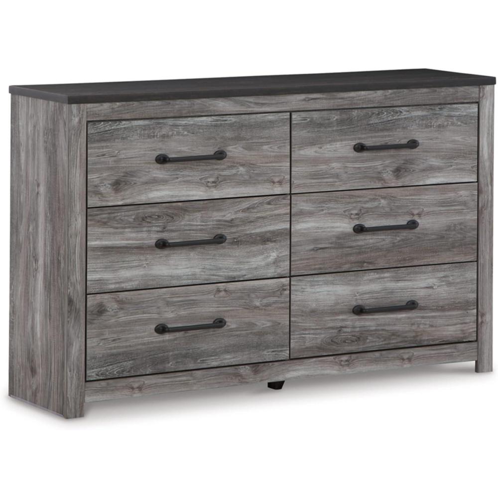 imageSignature Design by Ashley Cottonburg Modern Six Drawer Dresser with Faux Marble Top Light GrayDark Gray