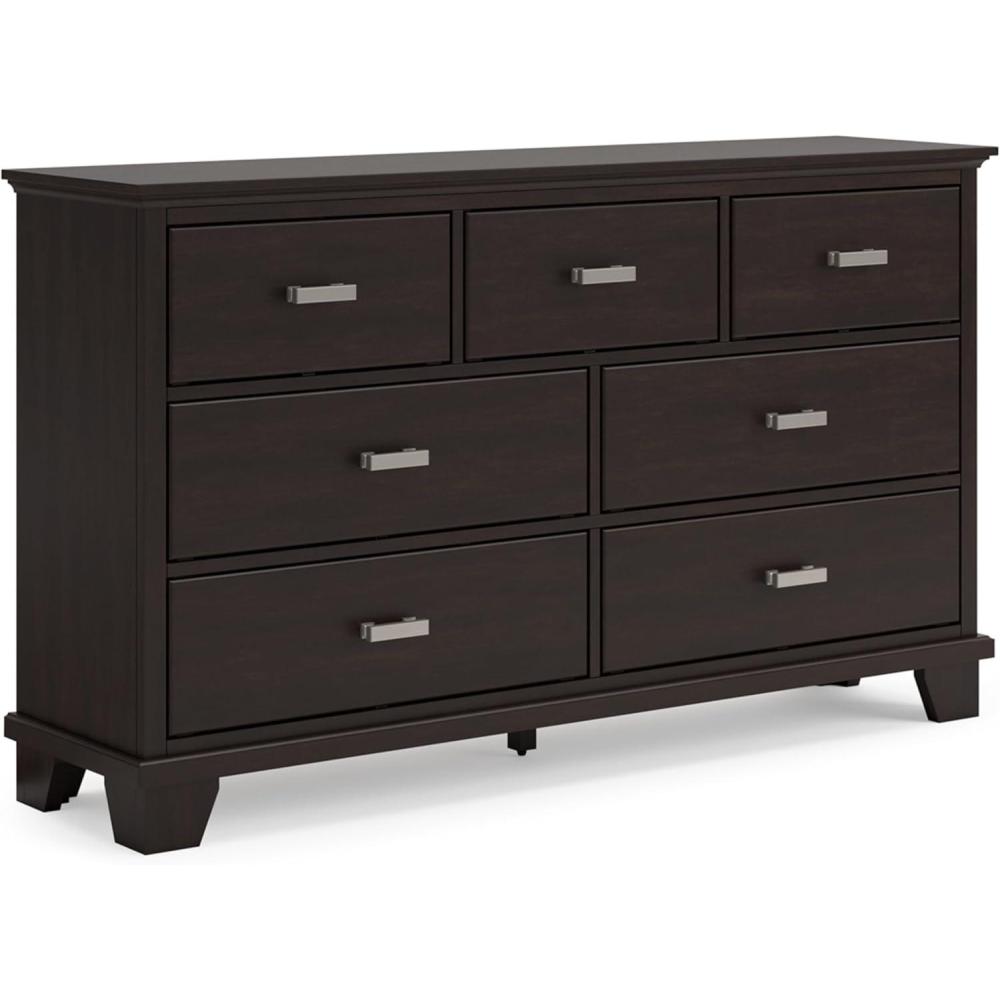 imageSignature Design by Ashley Covetown Contemporary 7 Drawer Dresser with Safety Stop for Bedroom Dark Brown