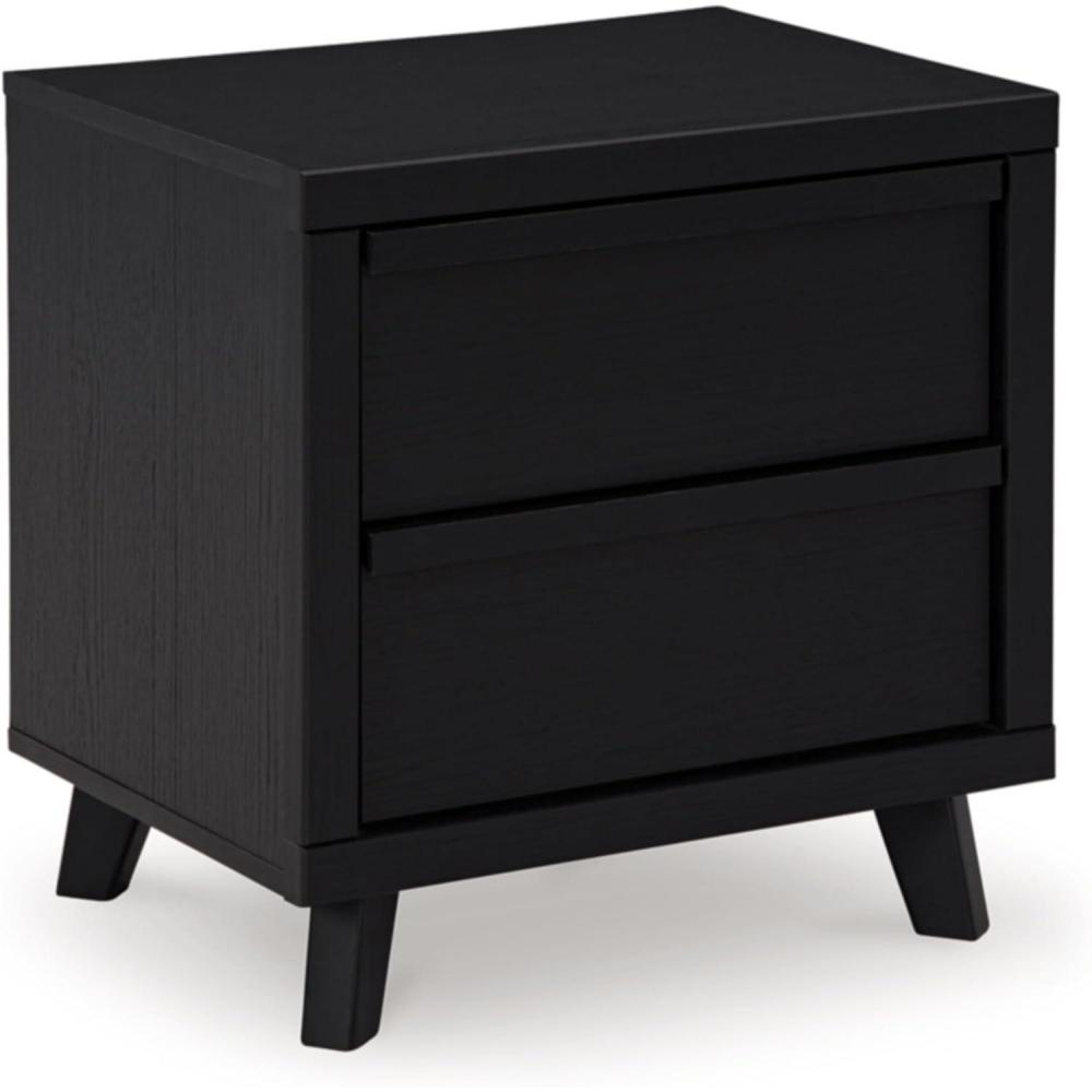 imageSignature Design by Ashley Danziar Modern 2 Drawer Nightstand with Wireless Charging and USB Ports 2437quot Tall Black