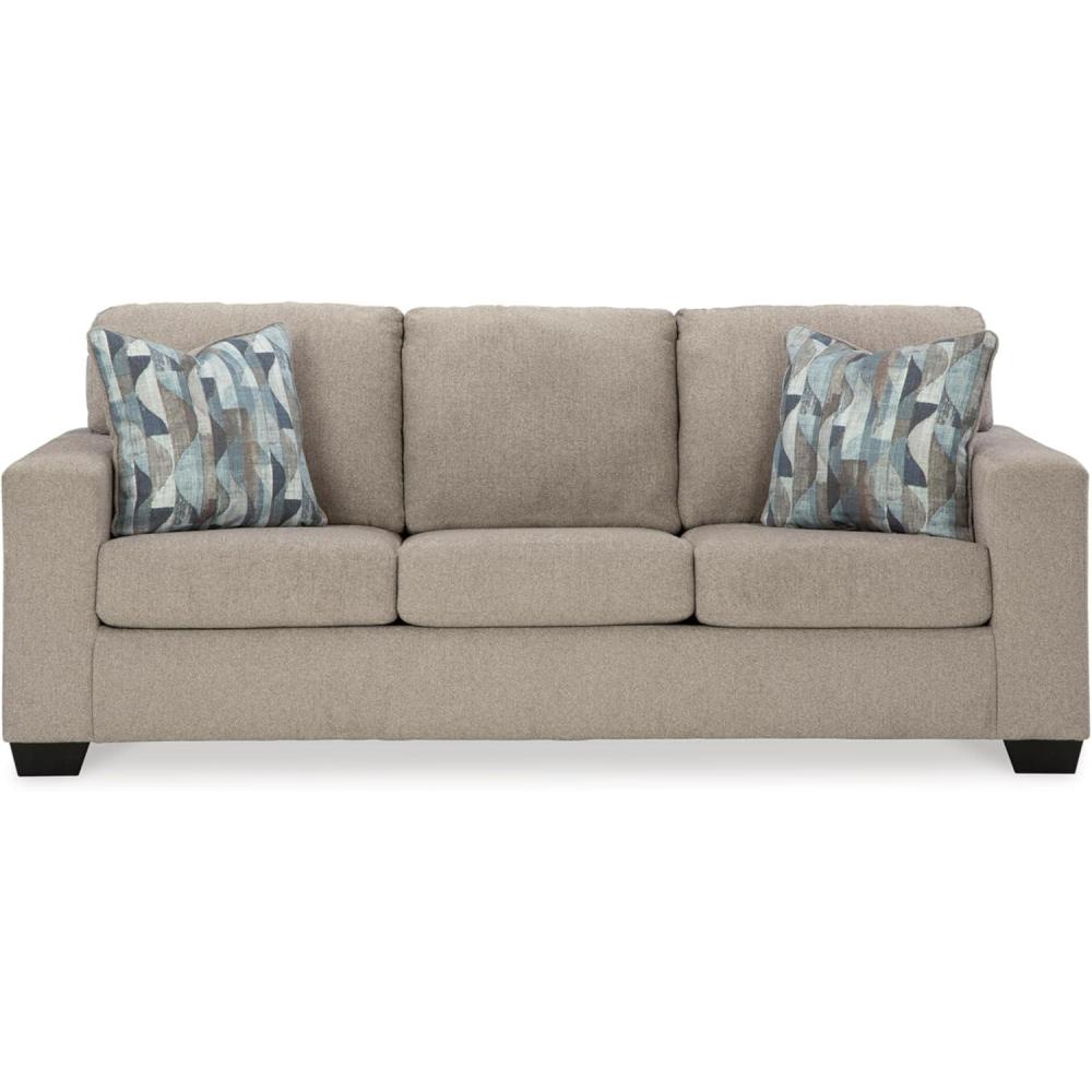 imageSignature Design by Ashley Deltona Contemporary Sofa with 2 Accent Pillows Beige