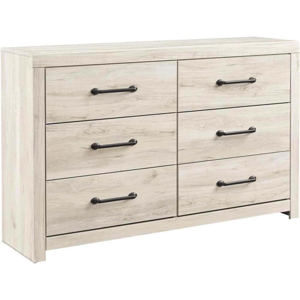 imageSignature Design by Ashley Drystan 6 Drawer Dresser Largescale Hardware Smoothgliding Drawers Wood 587quot W x 1531quot D x 3646quot H Weatherworn BrownWhitewash
