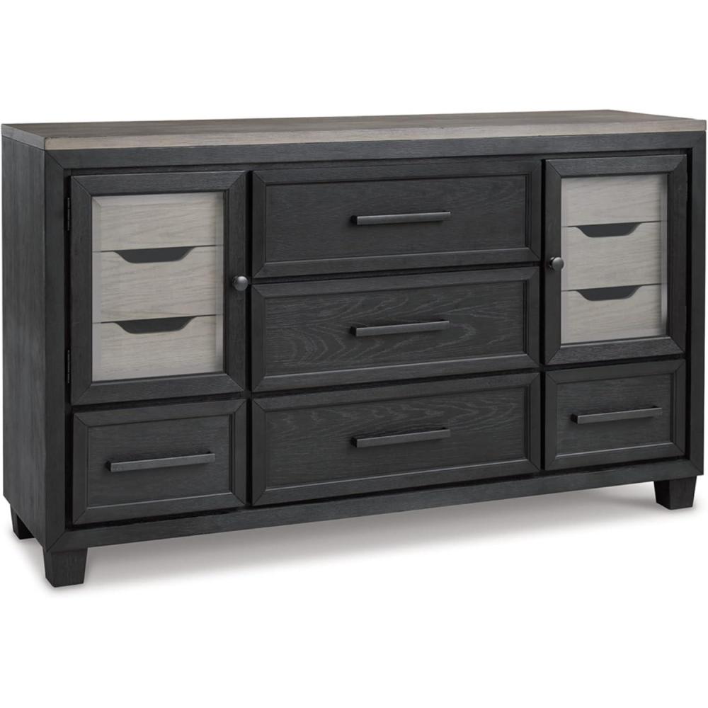imageSignature Design by Ashley Foyland Contemporary Dresser with FeltLined Top Drawer Black ampamp Beige