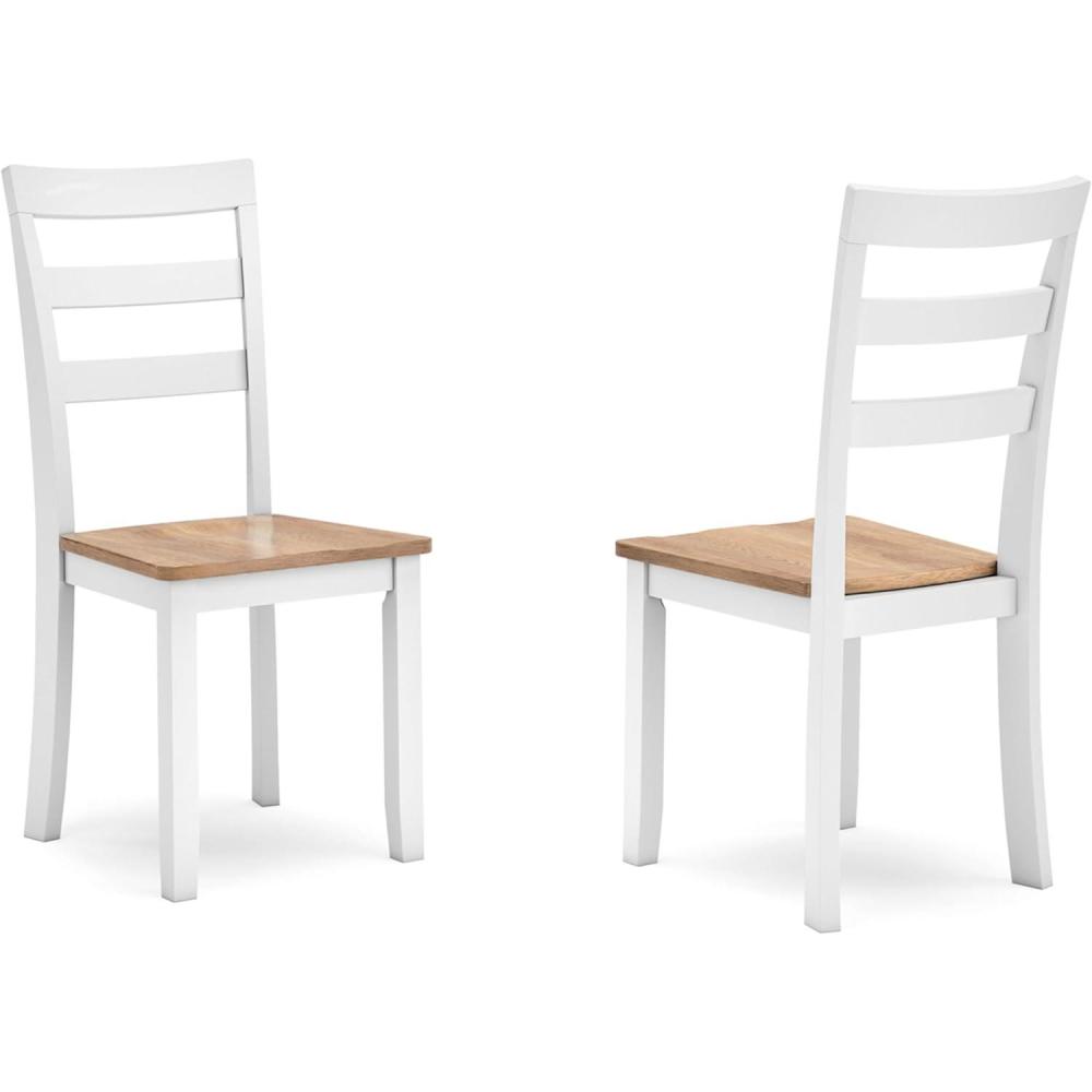 imageSignature Design by Ashley Gesthaven Modern Indoor Armless Dining Chair Set of 2 Solid Wood Frame Contoured Mango Wood Veneer Seat Adjustable Levelers Green ampamp Light BrownLight Brown White