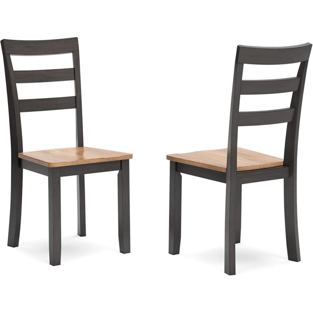 imageSignature Design by Ashley Gesthaven Modern Indoor Armless Dining Chair Set of 2 Solid Wood Frame Contoured Mango Wood Veneer Seat Adjustable Levelers Green ampamp Light BrownLight Brown Dark Brown
