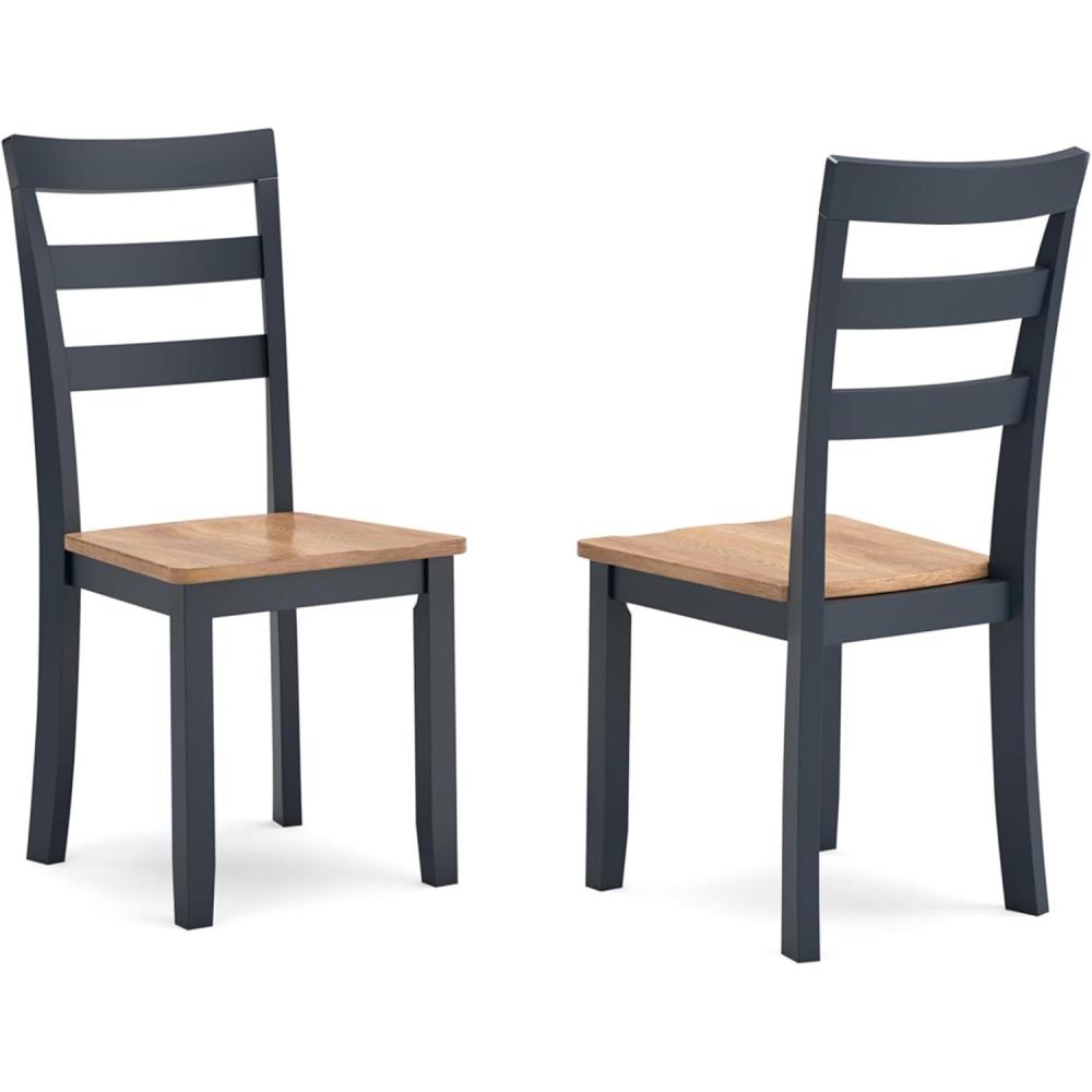 imageSignature Design by Ashley Gesthaven Modern Indoor Armless Dining Chair Set of 2 Solid Wood Frame Contoured Mango Wood Veneer Seat Adjustable Levelers Green ampamp Light BrownLight Brown Blue