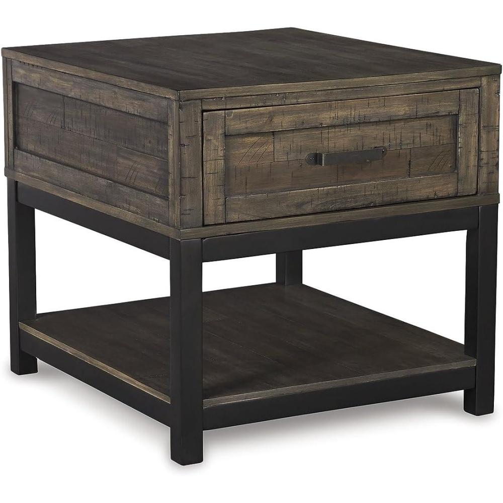 imageSignature Design by Ashley Johurst Rustic Square End Table 1 Drawer and Fixed Lower Shelf Rustic BrownRustic Brown