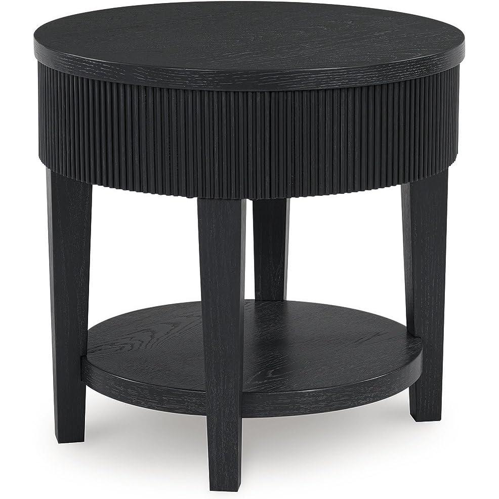 imageSignature Design by Ashley Marstream Modern End Table with 1 Lower Shelf and Reeded Apron Black