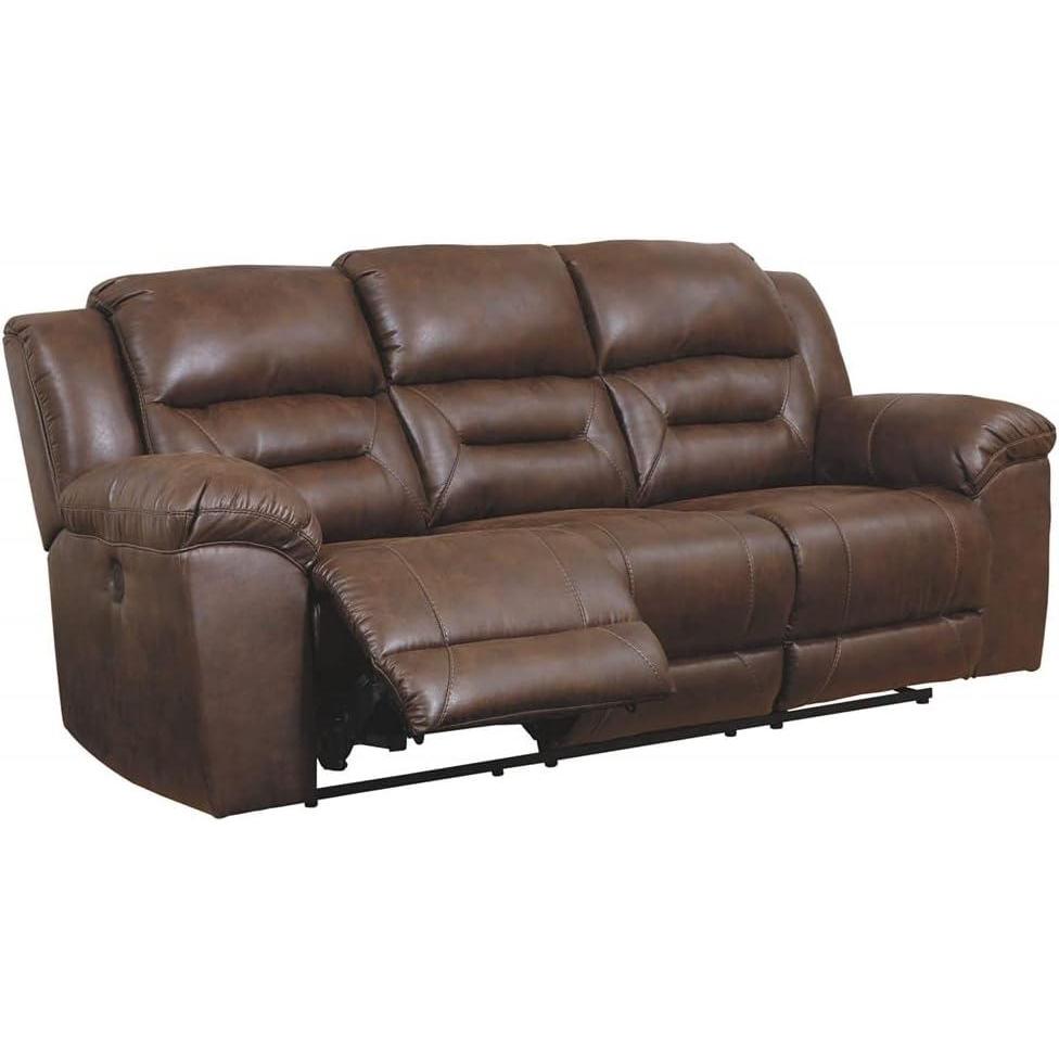 imageSignature Design by Ashley Stoneland Faux Leather Power Reclining Sofa Light BrownBrown