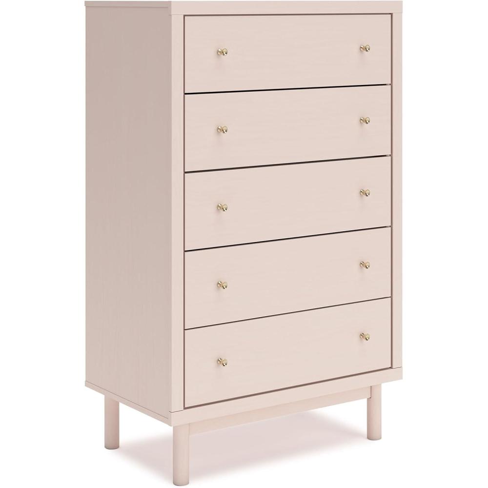 imageSignature Design by Ashley Wistenpine Modern 6Drawer Dresser with Safety Stop Pink5 Drawer Chest