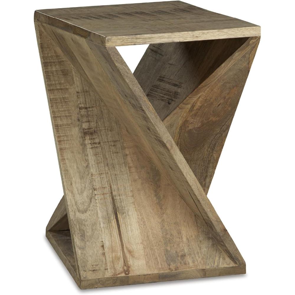 imageSignature Design by Ashley Zalemont Contemporary Architectural Designed Accent Table Distressed BrownLight Brown
