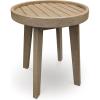 imageSignature Design by Ashley Bradstreet Bay Casual Weather Resistant Eucalyptus Wood Outdoor End Table with Slatted Top Light Brown