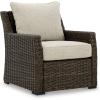 imageSignature Design by Ashley Brook Ranch Casual Nuvella Weather Resistant Fabric Outdoor Lounge Chair with Cushion Dark Brown ampamp Beige