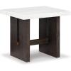 imageSignature Design by Ashley Burkhaus Traditional End Table with Marble Tabletop Dark Brown ampamp White