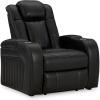 imageSignature Design by Ashley Caveman Den Modern Faux Leather Wall Hugger Power Recliner with Adjustable Headrest Storage Wireless USB Ports and LED Lights BlackBlack