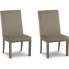 imageSignature Design by Ashley Chrestner Contemporary Upholstered Dining Chair 2 Count Gray ampamp BrownGray  Brown