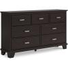 imageSignature Design by Ashley Covetown Contemporary 7 Drawer Dresser with Safety Stop for Bedroom Dark Brown