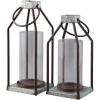 imageSignature Design by Ashley Diedrick Rustic Lantern Set of 2 IndoorOutdoor Galvanized Metal Antiqued Finish Glass Shade Holds 3 in Pillar Candles Not Included 19quot ampamp17quot Gray and BlackRustic