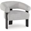 imageSignature Design by Ashley Dultish Modern Upholstered Accent Chair with Barrel Back and Rounded Arms Light Gray ampamp Black
