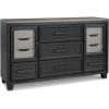 imageSignature Design by Ashley Foyland Contemporary Dresser with FeltLined Top Drawer Black ampamp Beige