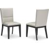 imageSignature Design by Ashley Glinari Modern Indoor Faux Leather Upholstered Armless Solid Wood Dining Chair with 4 Legs Set of 2 White ampamp Black