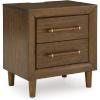 imageSignature Design by Ashley Lyncott 2 Drawer Nightstand Power Supply USBA and USBC Ports Hardwood Solids 2463quot W x 17quot D x 2688quot H Medium Brown