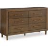 imageSignature Design by Ashley Lyncott 6Drawer Dresser Safety Stop Felt Lined Top Drawers Round Tapered Legs Hardwood Solids 6125quot W x 1788quot D x 375quot H Brown6 Drawer Dresser