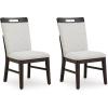 imageSignature Design by Ashley Neymorton Solid Wood Frame Dining Chair Stain Resistant Set of 2 Light GrayBrown