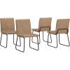 imageSignature Design by Ashley Pharwynn Casual Indoor Faux Leather Upholstered Armless Dining Chair with Sled Base Set of 4 Light Brown ampamp Black