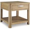 imageSignature Design by Ashley Rencott Classic 1Drawer WireBrushed End Table with 1 Lower Shelf and Shaped Posts Light Brown