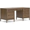 imageSignature Design by Ashley Roanhowe Contemporary 68quot Home Office Desk with 6 FeltLined Drawers USB Charging Ports and Cord Management Dark Brown