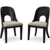 imageSignature Design by Ashley Rowanbeck Contemporary Armless Herringbone Upholstered Dining Chair Set of 2 Black ampamp Light Gray