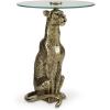 imageSignature Design by Ashley Vallain Industrial Glass Tabletop Accent Table with Leopard Base Metallic ampamp Glass