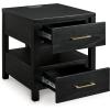 imageSignature Design by Ashley Winbardi Industrial 2Drawer End Table with Open Cubby USB Ports Black