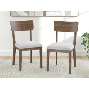 Signature Design by Ashley Allstream Casual Upholstered Dining Chair, Set of 2, Beige & Dark Brown