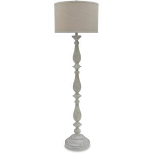 Signature Design by Ashley Bernadate Cottage Candlestick Design Poly Floor Lamp, 3-Way Switch, Cast Resin & Fabric Drum Shade, 18″ W x 18″ D x 61.13″ H, Whitewash(Floor)