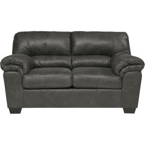 Signature Design by Ashley Bladen Faux Leather Loveseat, Gray