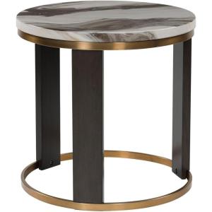 Signature Design by Ashley Breckington Contemporary End Table with Lower Shelf, Dark Brown(Brown/Brass Finish)
