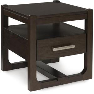Signature Design by Ashley Breckington Contemporary End Table with Lower Shelf, Dark Brown(Dark Brown – Drawer)