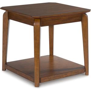 Signature Design by Ashley Breckington Contemporary End Table with Lower Shelf, Dark Brown(Medium Brown)