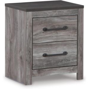 Signature Design by Ashley Bronyan Rustic 2 Drawer Nightstand, 2-Tone Look, Light Gray and Dark Gray, Large Scale Handles, Fully Finished Drawer Interiors, 24.72″ Tall, Gray(Gray Plank)